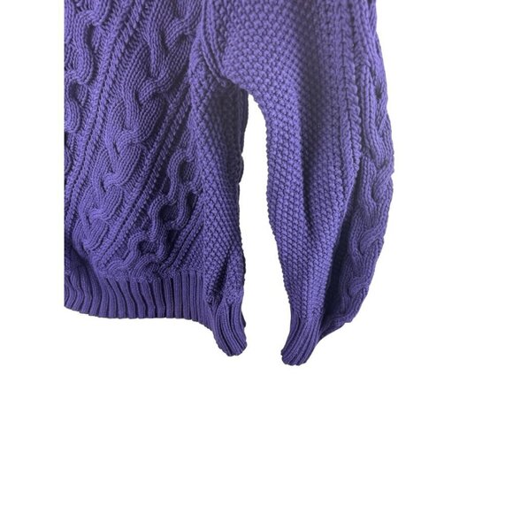 J.Crew Women's Fisherman Cable Knit Sweater Navy Blue Cotton L/S Sz S EUC - Picture 2 of 9